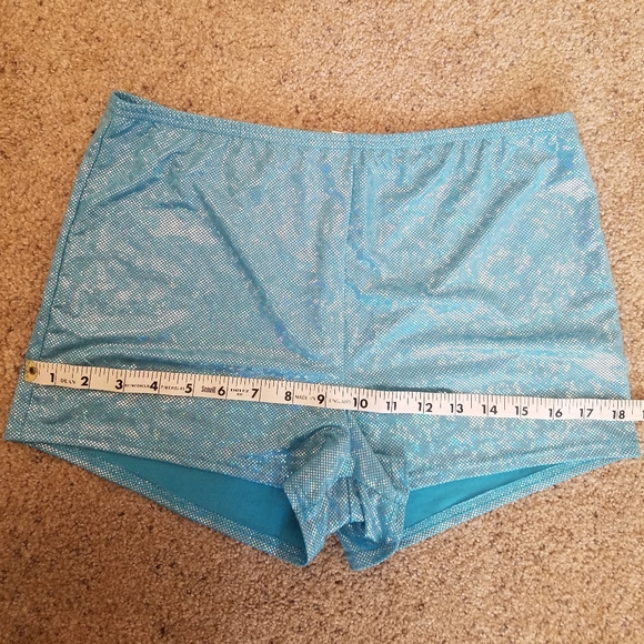 NWOT Sparkly Iridescent Baby Blue Tank Top Shorts Hot Pants Rave Set M 8 10 Jr L - Picture 9 of 10